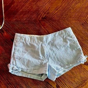 Crewcuts Kids seersucker blue and white stripe shorts